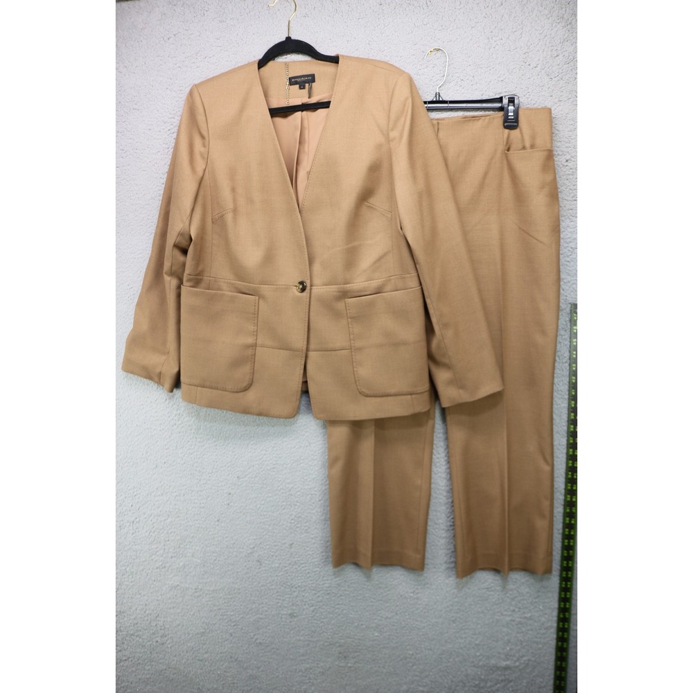 Donna Karan 2-Piece Brown Pant Suit-Blazer Sz 16-Pants Sz 14-Office-Quiet Luxury